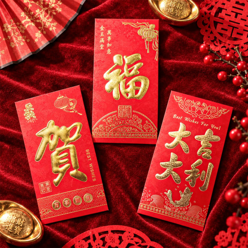 2026新年福字卡通毛绒利是封