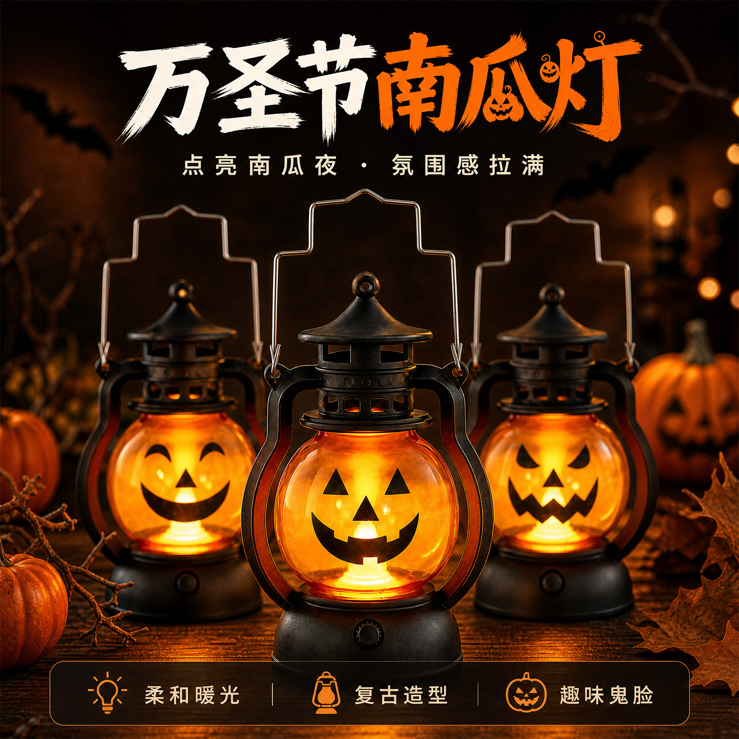 万圣节南瓜灯装饰礼物夜灯儿童摆件装扮手提玩具场景布置道具礼品
