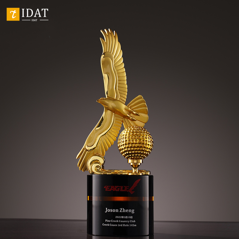 金属水晶奖杯奖牌定制高档大气高尔夫EAGLE纪念品 SINGLE订制定做