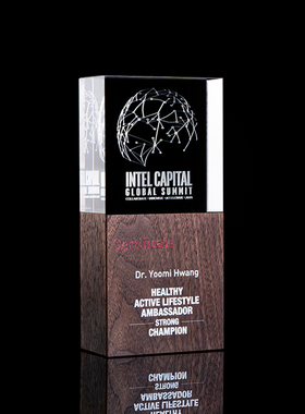 K9水晶奖杯定制高档授权牌制作荣誉企业员工颁奖创意实木奖牌定做