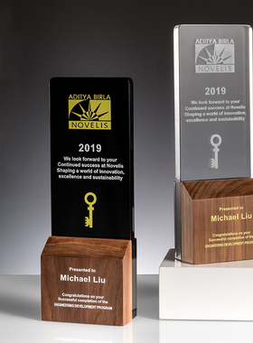 K9水晶奖杯定制创意实木授权牌加照片内雕年会优秀员工颁奖纪念品