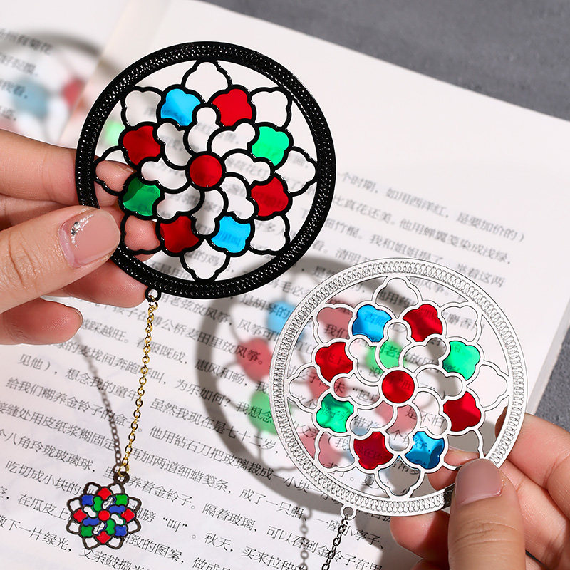 岭南满洲窗博物馆旅游文创小纪念品礼品礼盒 金属透光书签冰箱贴高档