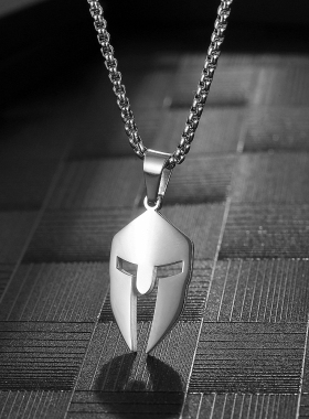 钛钢嘻哈男女个性斯巴达面具项链
