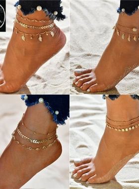Modyle Bohemian Beads Ankle Bracelet for Women Leg Chain Ro