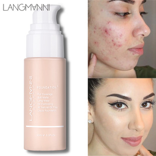 Langmanni Liquid foundation 粉底液 哑光控油遮瑕粉底欧美彩妆