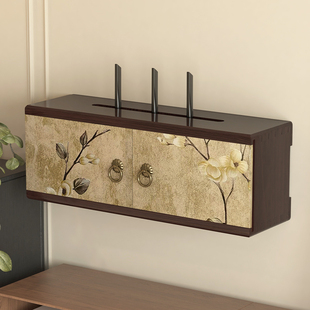 wifi路由器收纳盒打孔壁挂墙上电视柜电线插座遮挡机顶盒置物架