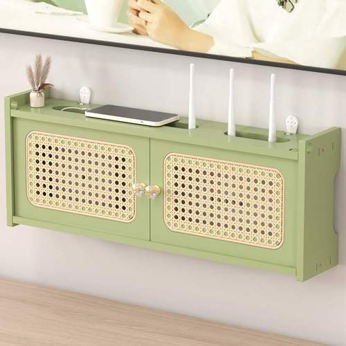 机顶盒路由器收纳盒实木置物架