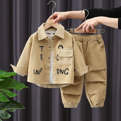 男童秋装套装2025新款小童韩版帅气宝宝春秋洋气灯芯绒两件套潮款