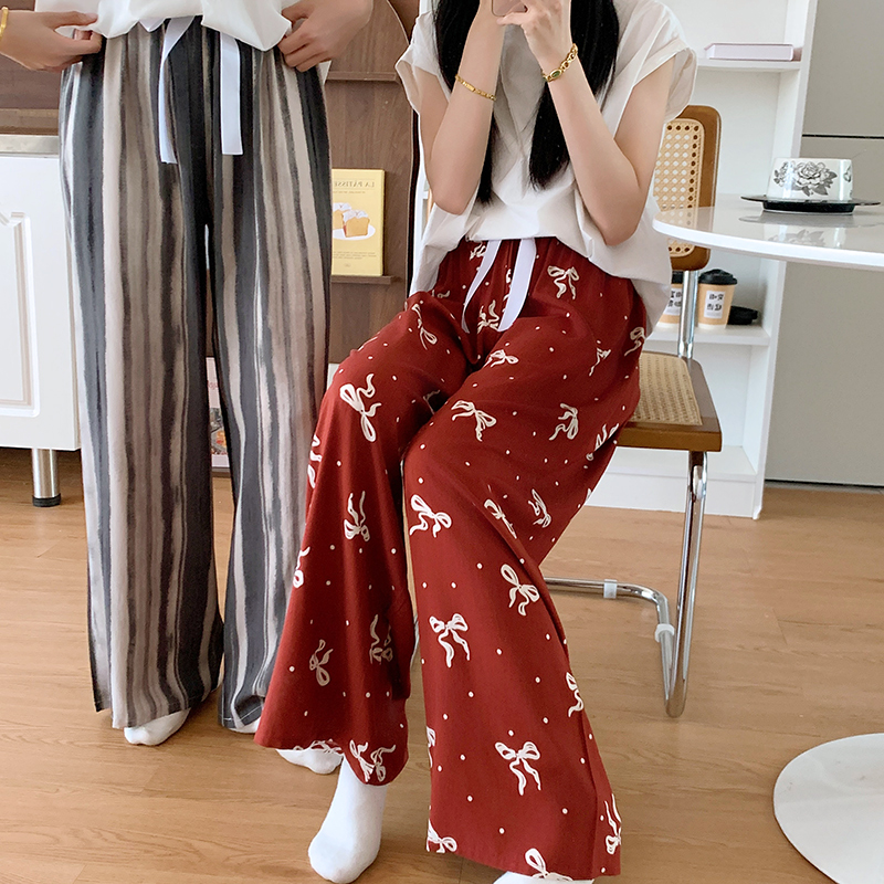 夏春季睡裤女大码棉绸裤绵绸休闲裤家居裤人造棉月子裤可外穿夏天