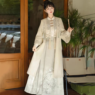 素国风外套女 毛呢大衣芳野故梦原创汉元 汉服冬装 日常改良新中式