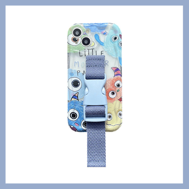ins少女卡通小怪兽适用苹果17 16 15 14腕带手机壳 13 12华为mate60 70pro支架pura70支架小米15定制型号air