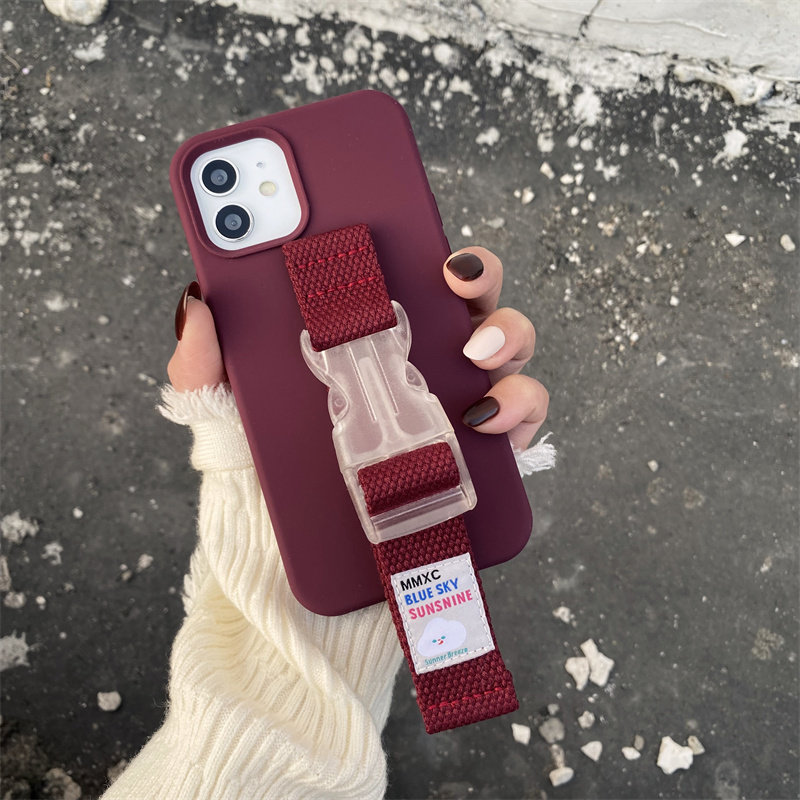 ins高级感梅子色液态硅胶适用苹果17 16 15 14 13 Pro Max腕带手机壳霉果紫12支架iphone17 air 11