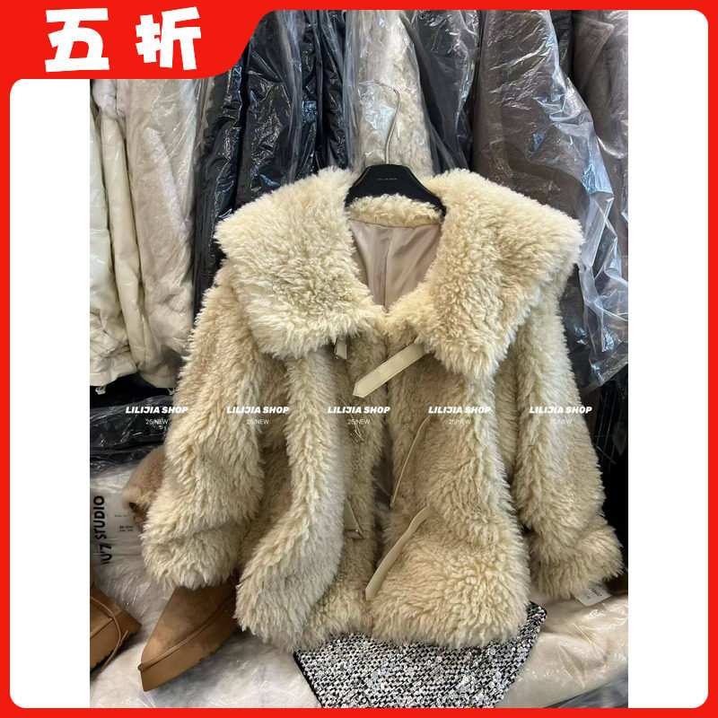 【五折】2025冬时尚毛毛绒环保仿皮外套女秋冬大翻领百搭加厚上衣,女装/女士精品,短外套,淘宝优惠券,粉丝福利购,淘宝优惠卷