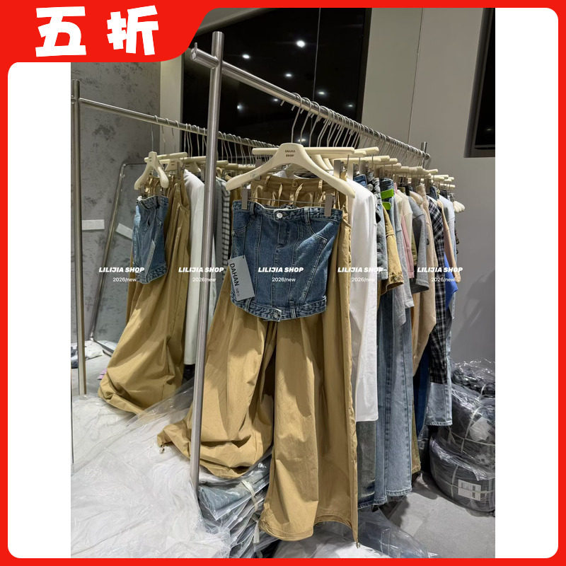 【五折】辣妹牛仔抹胸背心女小众修身性感甜辣风裹胸上衣夏季女