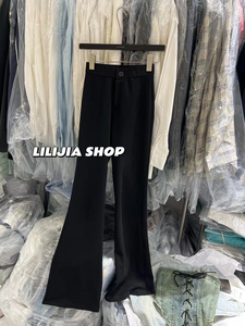 Miss家 2024年春夏新款高腰显瘦气质修身显高布料西装喇叭裤女