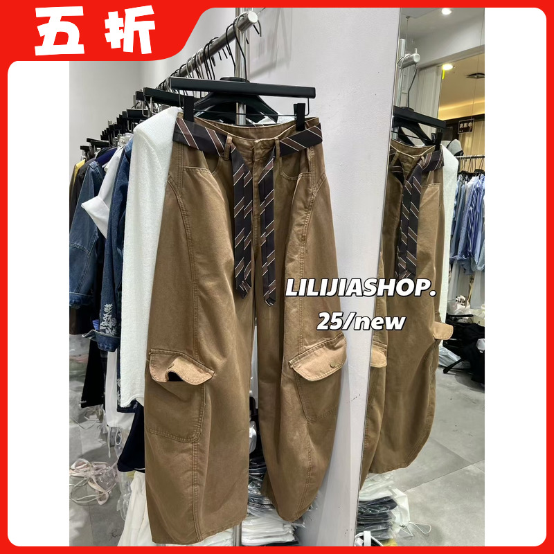 【五折】2025秋季新款美式复古韩版时尚百搭宽松显瘦工装裤休闲裤