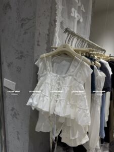 Miss家 韩版东大门夏季甜美荷叶边吊带背心女两面穿减龄显瘦上衣