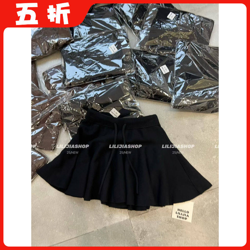 【五折】2025秋冬新款韩版时尚百搭松紧腰针织百褶裙短裙女半身裙