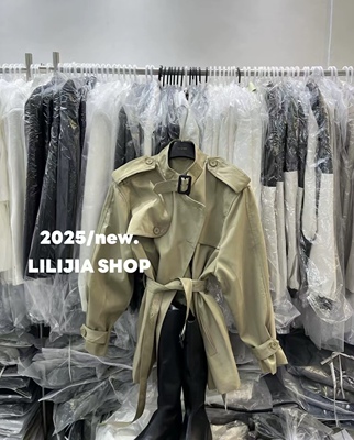 Miss家 2025春季新款气质修身短款立领宽松时尚百搭风衣外套女