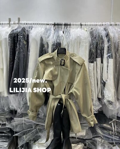 Miss家 2025春季新款气质修身短款立领宽松时尚百搭风衣外套女