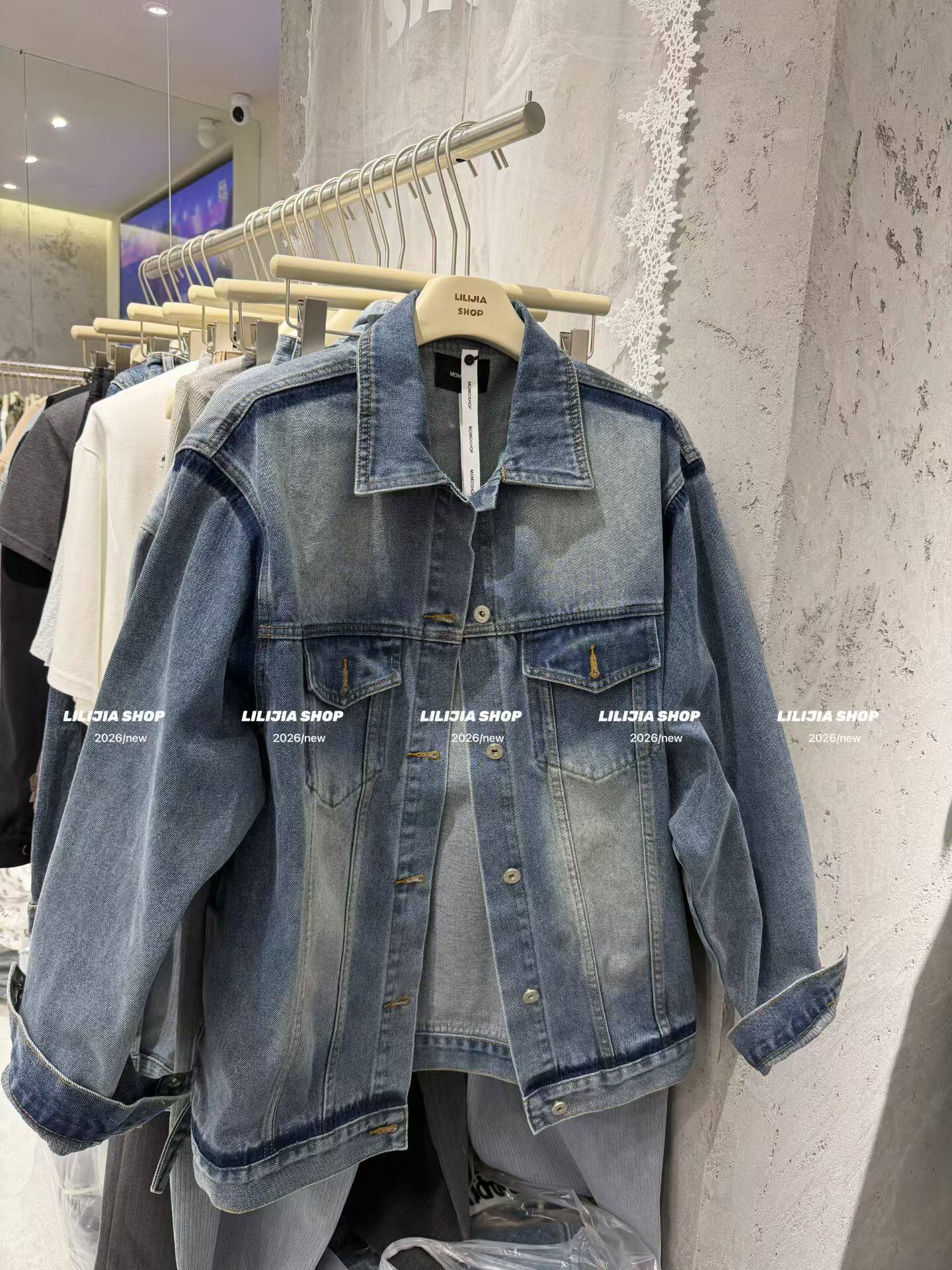 Miss家 韩系休闲宽松牛仔外套女春秋2026新款复古慵懒感显瘦上衣