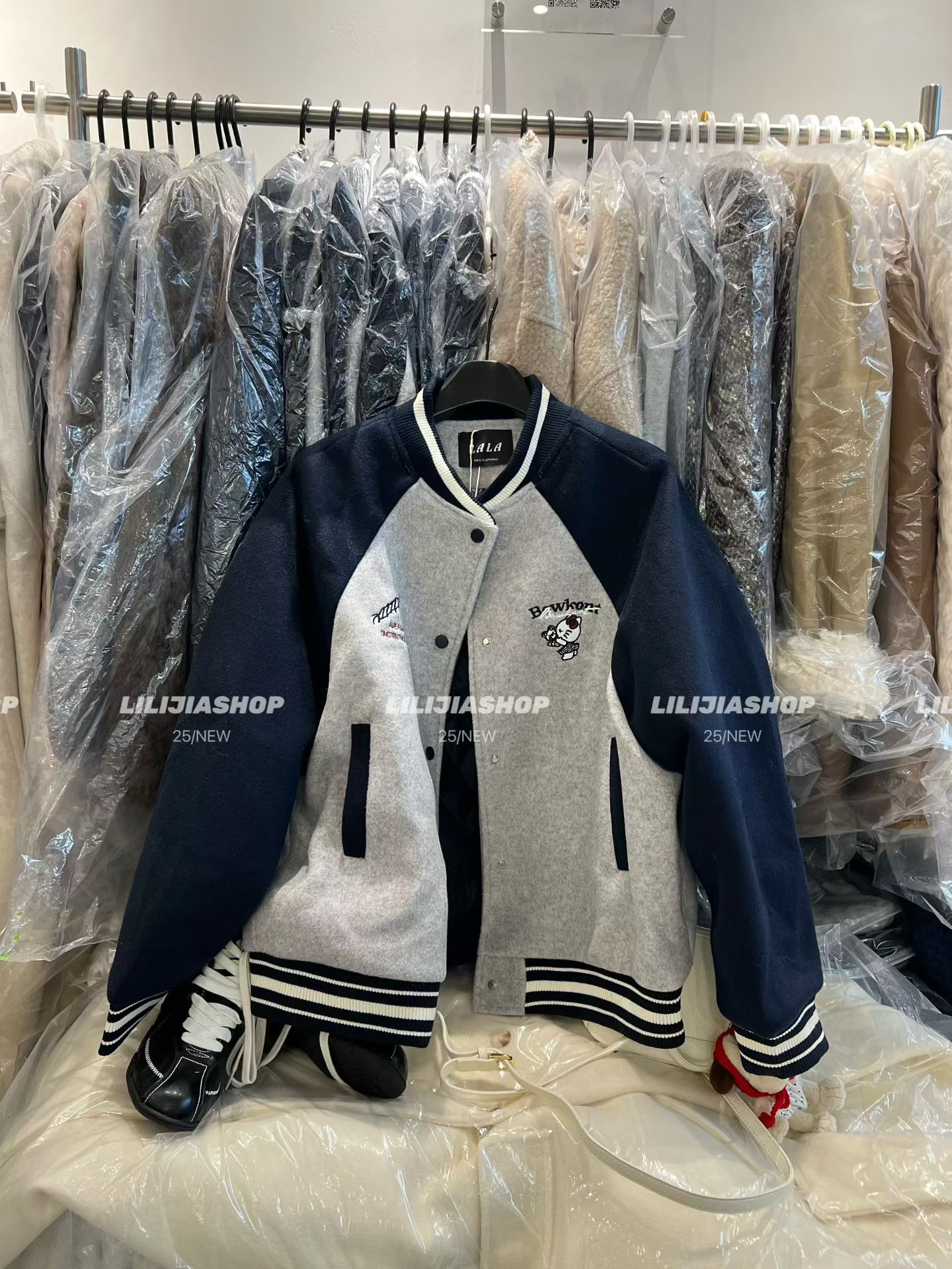 Miss家 2025秋冬新款韩版时尚百搭宽松显瘦棒球服夹克夹棉外套女