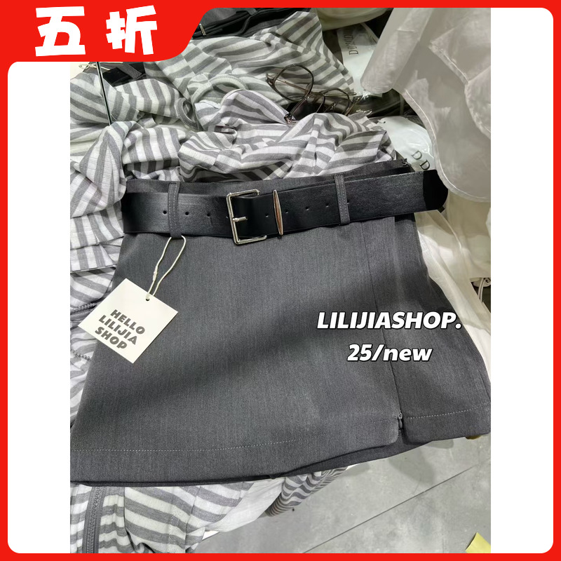 【五折】2025秋季韩版时尚百搭显瘦a字拉链开衩西装半身裙配腰带