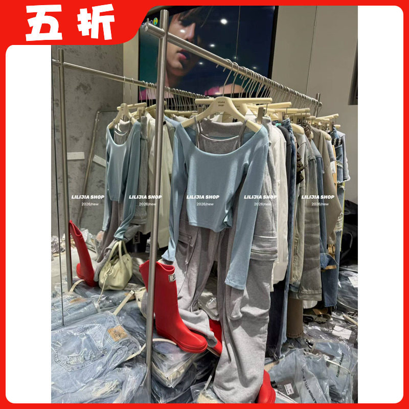 【五折】2026新款韩版时尚百搭显瘦高级感气质工装裤休闲裤套装女