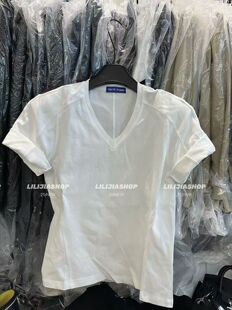 洋气v领垫肩宽松简约百搭短袖 Miss家 时尚 新款 T恤女 2025年秋季