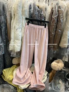 Miss家2025年新款韩版宽松显瘦百搭高腰直筒羊绒裤女休闲抽绳长裤