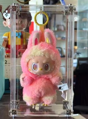 拉布布一二三代亚克力收藏展示盒潮玩公仔玩偶桌面展示架收纳盒子