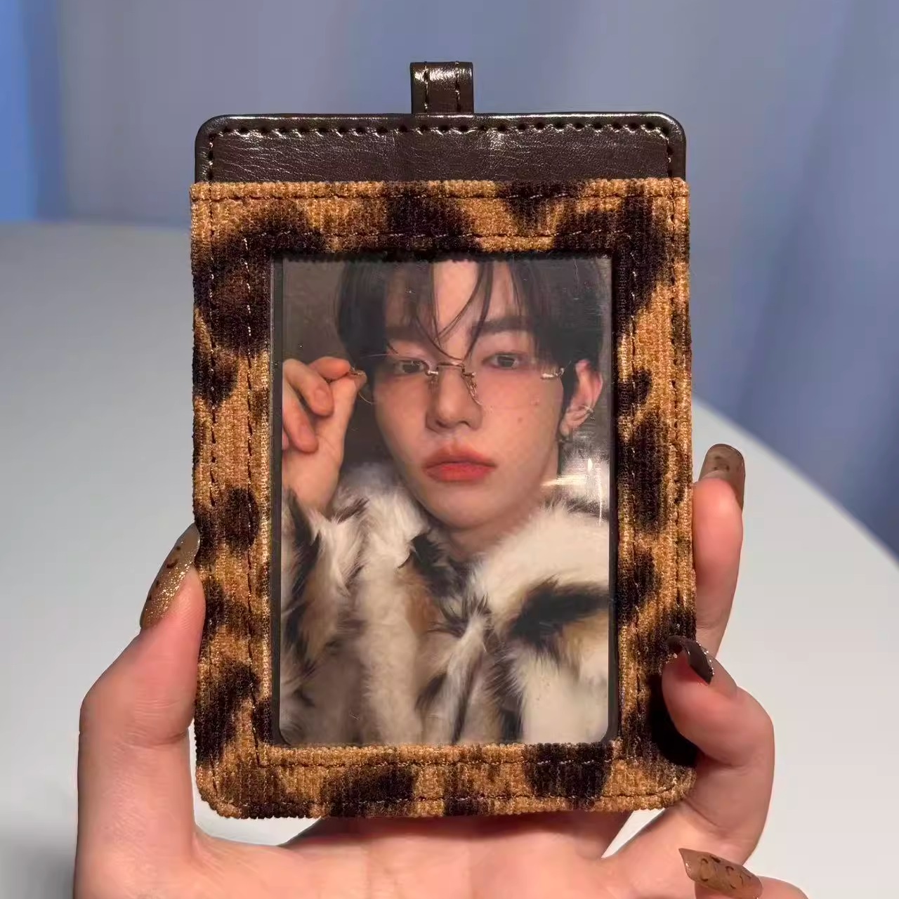 韩系豹纹寸证件小卡套ins风挂饰