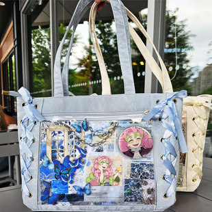 甘露寺蜜璃鬼灭之刃单肩包痛包大容量通勤百搭日系送吧唧卡片扎板