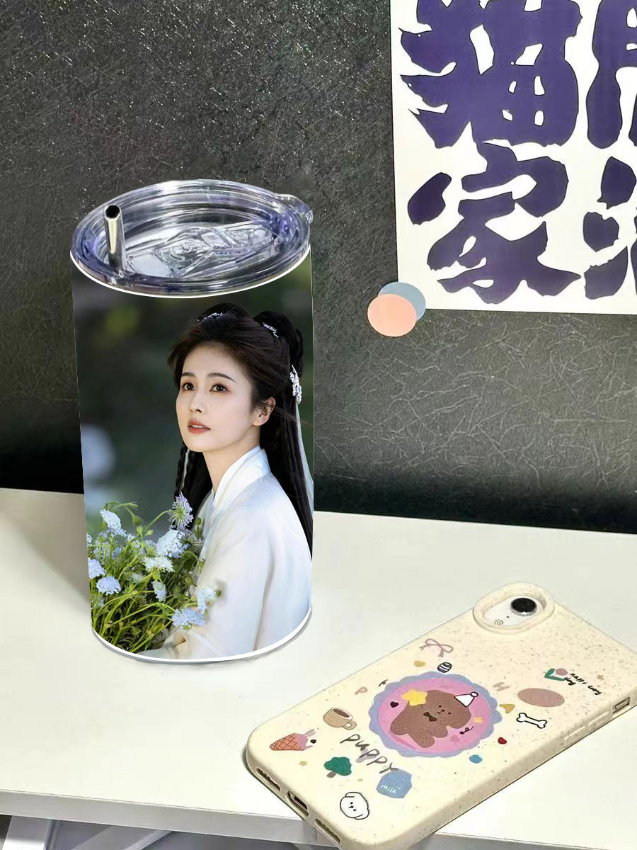 白鹿吸管杯子不锈钢杯子