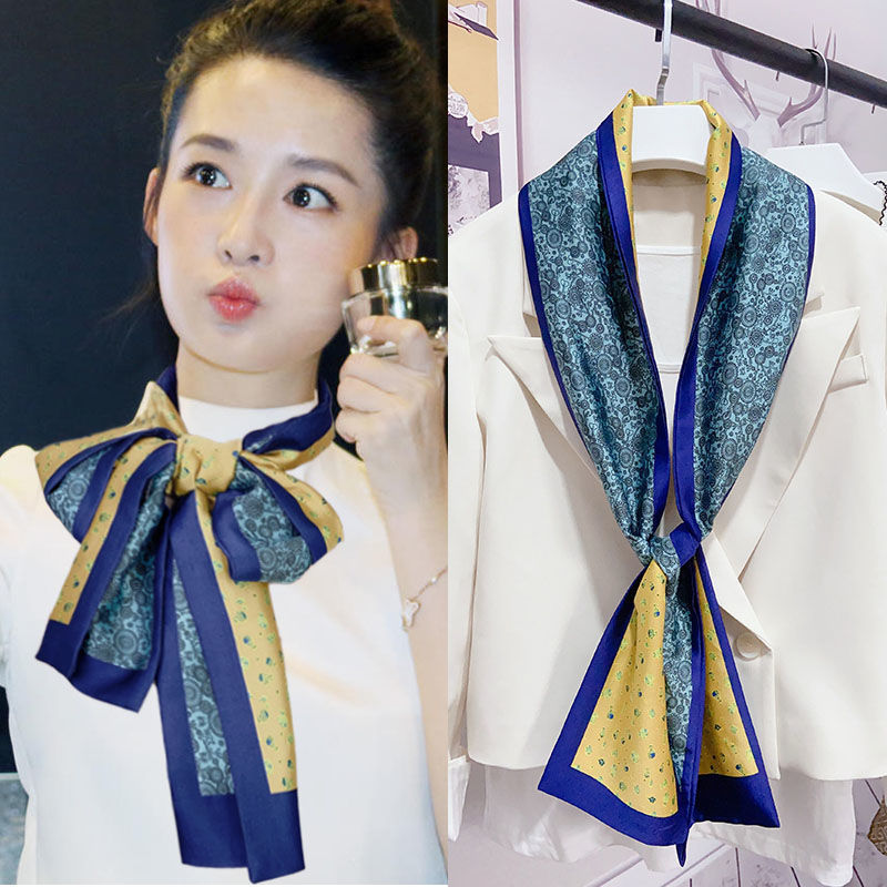 小长条丝巾女百搭春秋发带围脖装饰长款围巾窄方巾韩系领巾绑带