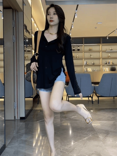 新款 胖mm顯瘦遮肉上衣設(shè)計感小眾長袖 女裝 t恤打底衫 2024秋季 大碼