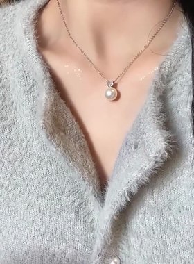 韩系复古钛钢珍珠项链