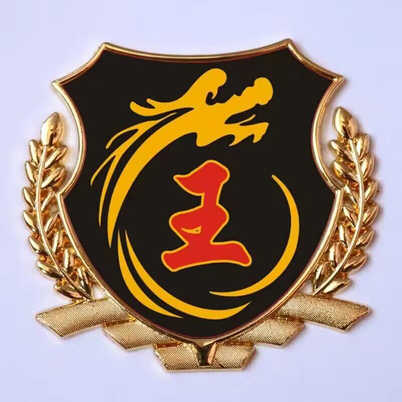 王字车贴 王氏王姓车标汽车百家姓文字金属尾标贴 车身金属车标贴