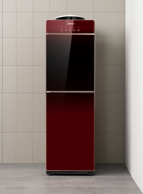 美的饮水机立式冰温热YR1513/YD1515一键取水速热红色钢化玻璃门
