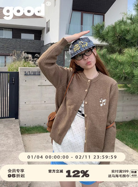 美好商店MeihaoStore[暖暖弦音]撒了一身咖啡的音符刺绣毛衣开衫