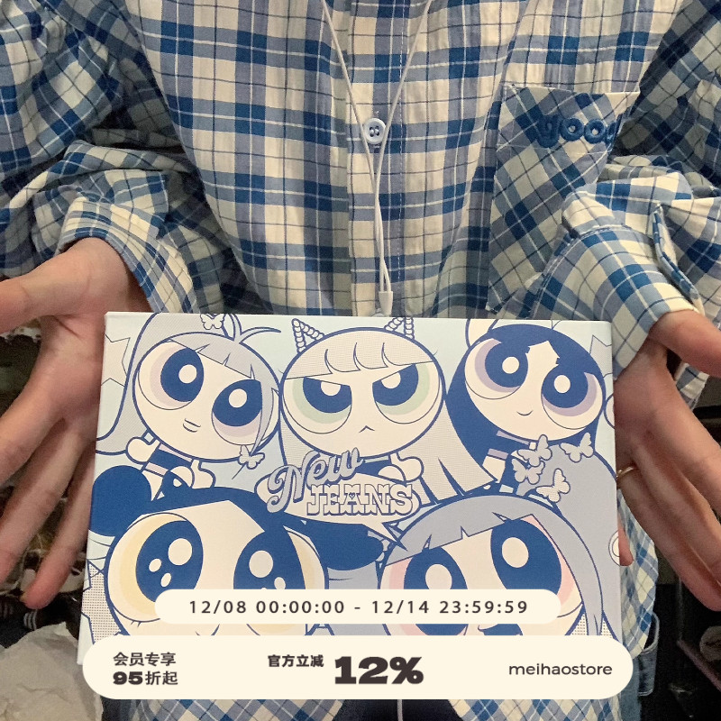 美好商店经典蓝白色格子衬衫