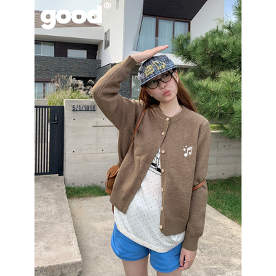 美好商店MeihaoStore[暖暖弦音]撒了一身咖啡的音符刺绣毛衣开衫