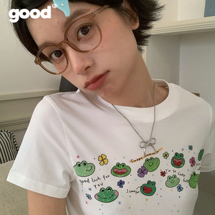 美好商店MeihaoStore绿色好心情lucky小蛙小板型显瘦短袖