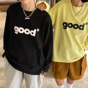 T恤情侣款 美好商店MeihaoStore六色good经典 logo印花纯棉打底长袖