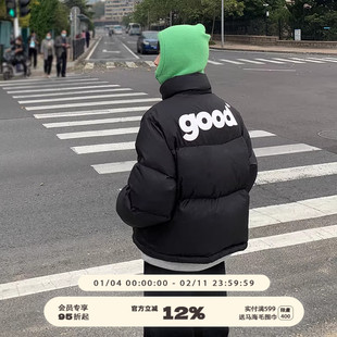 美好商店MeihaoStore纯色轻薄短款good印花白鸭绒羽绒服保暖外套