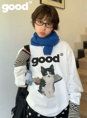 美好商店MeihaoStore「天使降临」 good奶牛小猫纯棉磨毛长袖T恤
