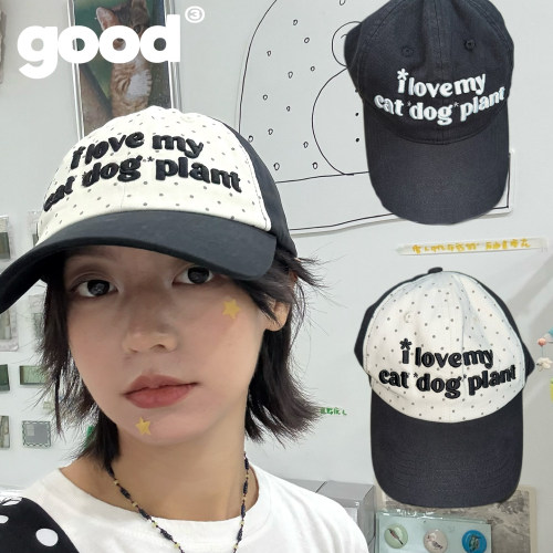 美好商店MeihaoStore字母波点I love my cat dog plant拼色棒球帽