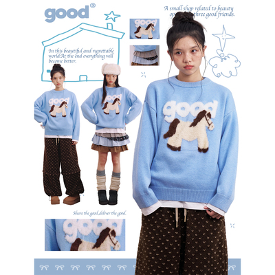 美好商店MeihaoStore「蓬蓬马」白棕拼接小马good仿貂毛套头毛衣