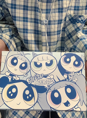 美好商店MeihaoStore很难不爱的经典蓝白色格子宽松泡泡袖衬衫