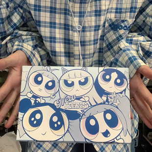 衬衫 蓝白色格子宽松泡泡袖 经典 美好商店MeihaoStore很难不爱